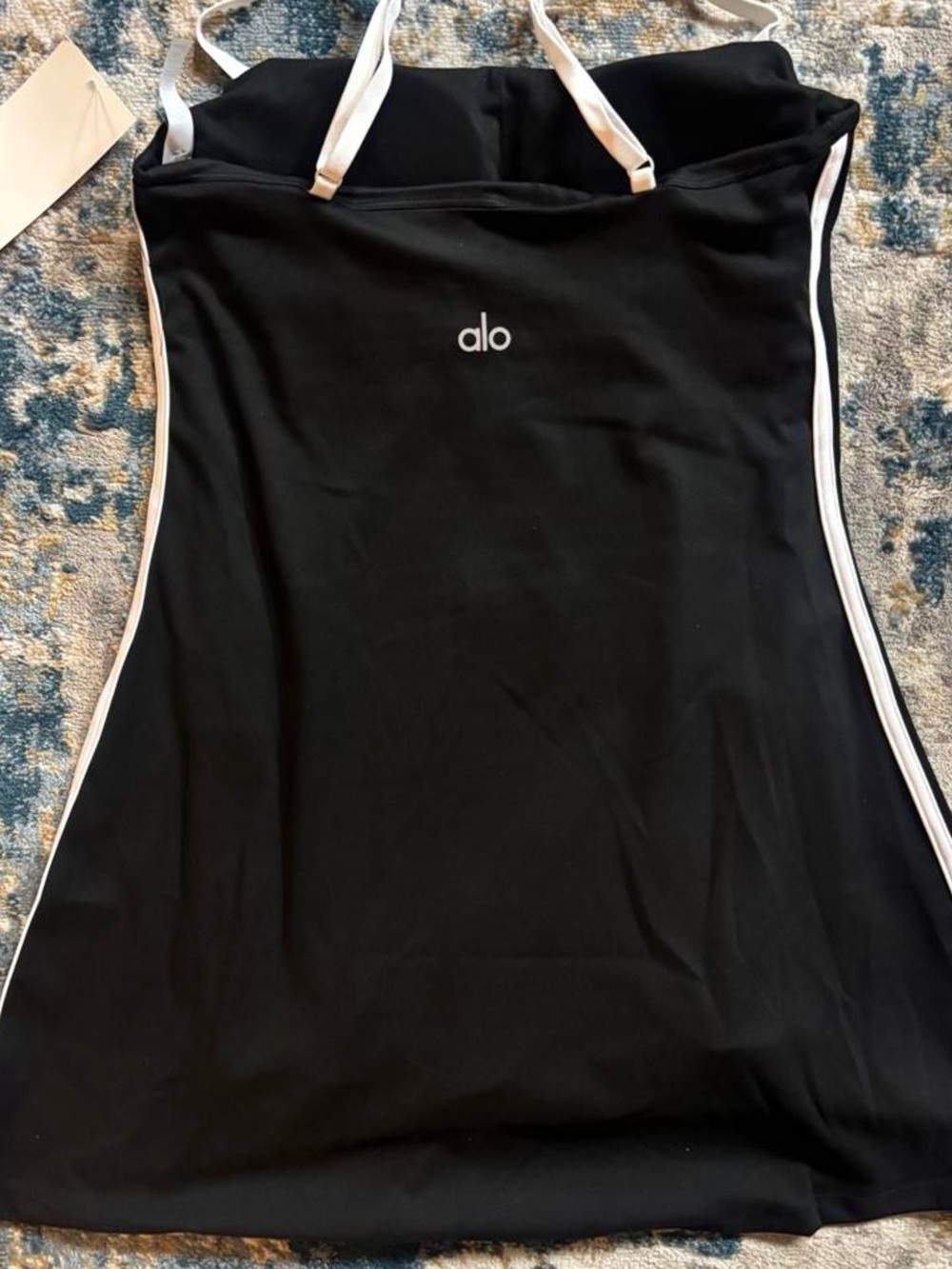 ALO Yoga Black Strapless Athletic Dress with White Trim